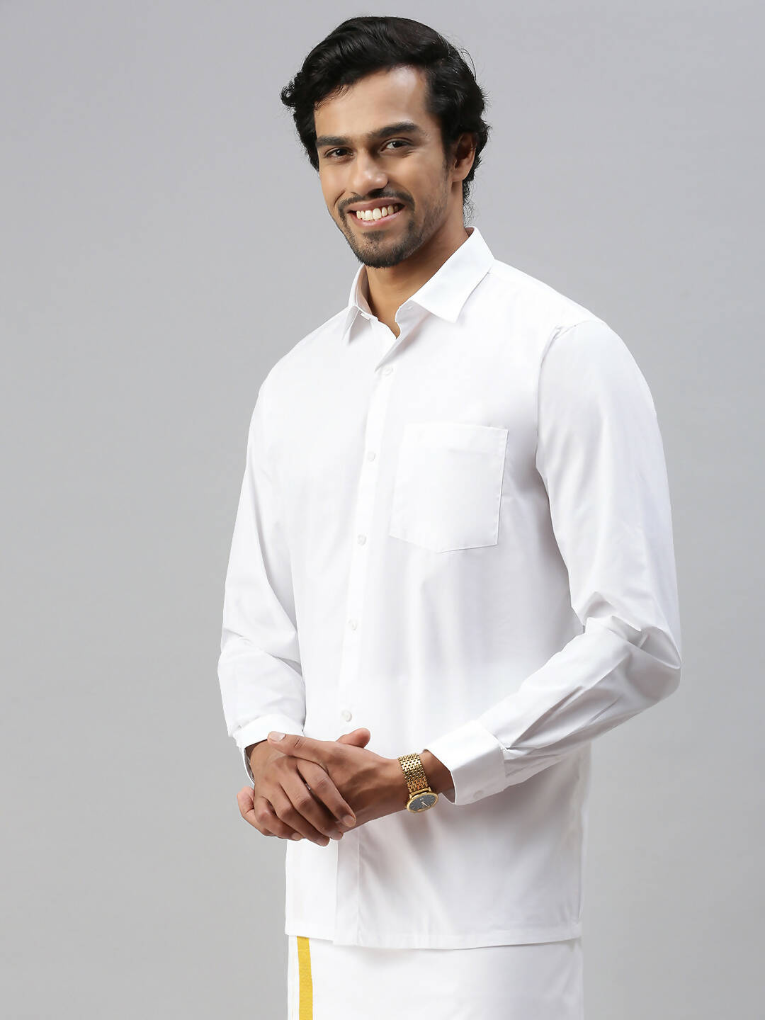 Ramraj Cotton Mens Full Sleeve Formal Poly Cotton White Shirt - Distacart