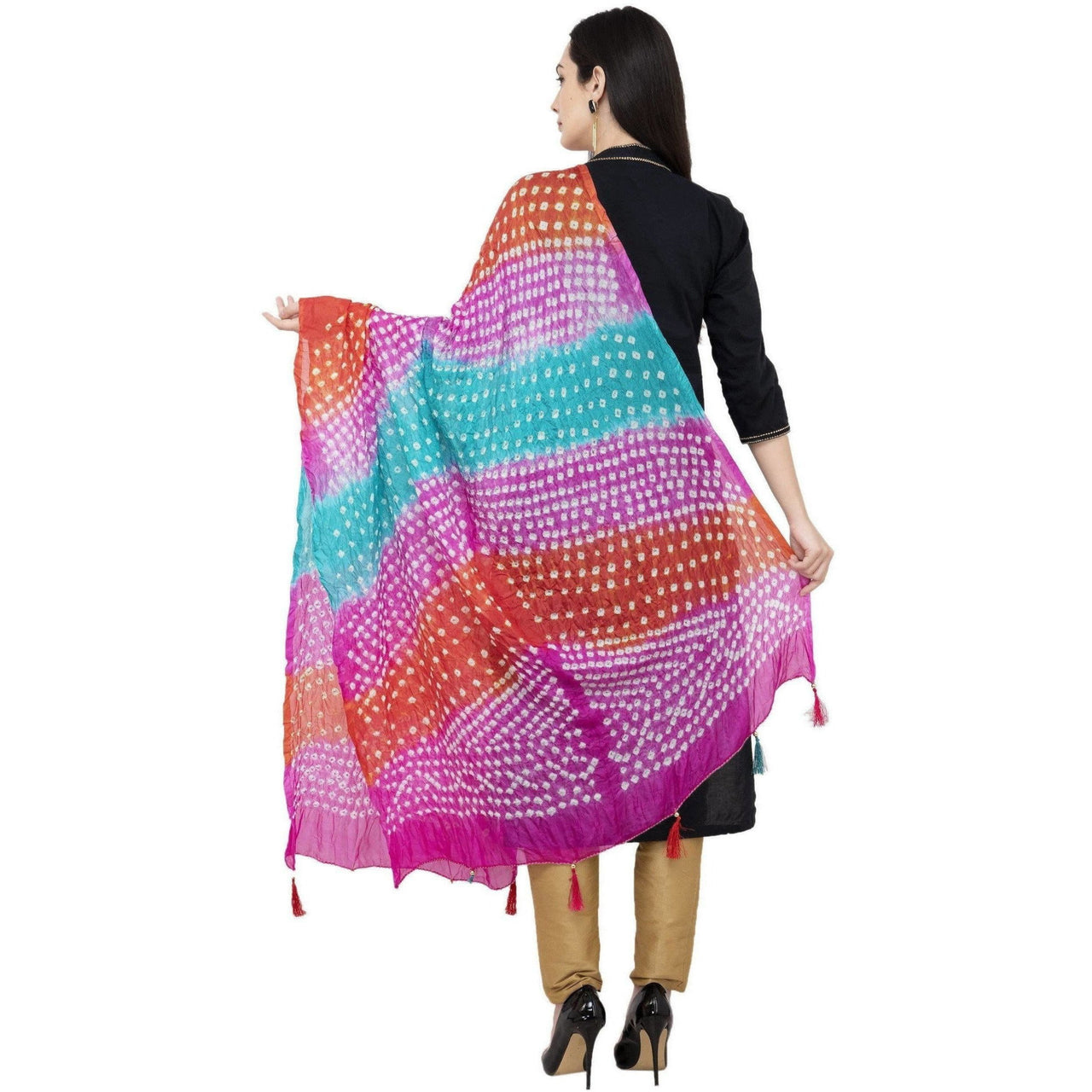 A R Silk Bandhej Multi Tasal Fancy Dupatta Color Multi color Dupatta or Chunni