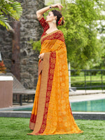 Thumbnail for Mitera Bandhani Printed Zari Pure Georgette Saree - Distacart