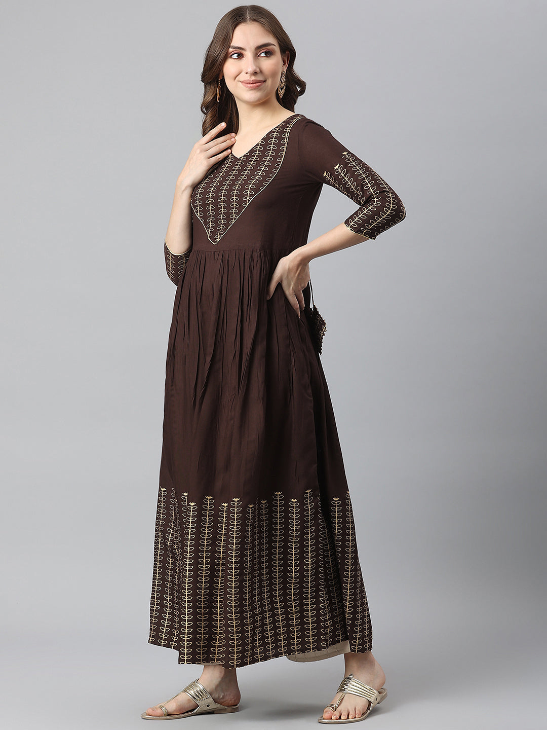 Kalini Women Brown Anarkali Kurta - Distacart