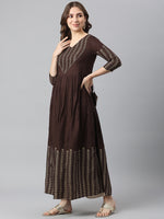 Thumbnail for Kalini Women Brown Anarkali Kurta - Distacart
