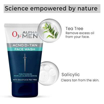 Professional O3+ Alpha Men Acno D-TAN Face Wash with Tea Tree - Distacart