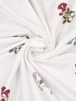 Thumbnail for haus & kinder Floral Motifs White & Green 186 TC Cotton Queen Bedsheet & 2 Pillow Covers - Distacart