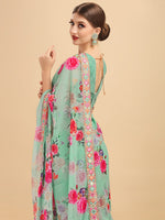 Thumbnail for Sangria Women Sea Green Sarees - Distacart