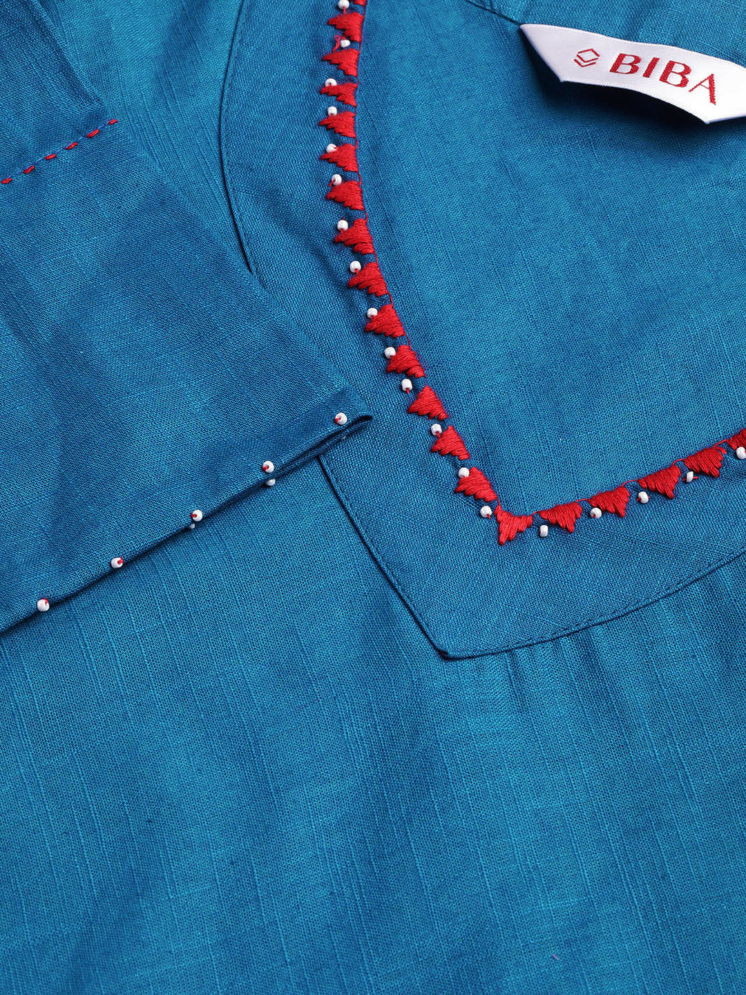 Biba Women Teal Blue Solid A-Line Kurta - Distacart