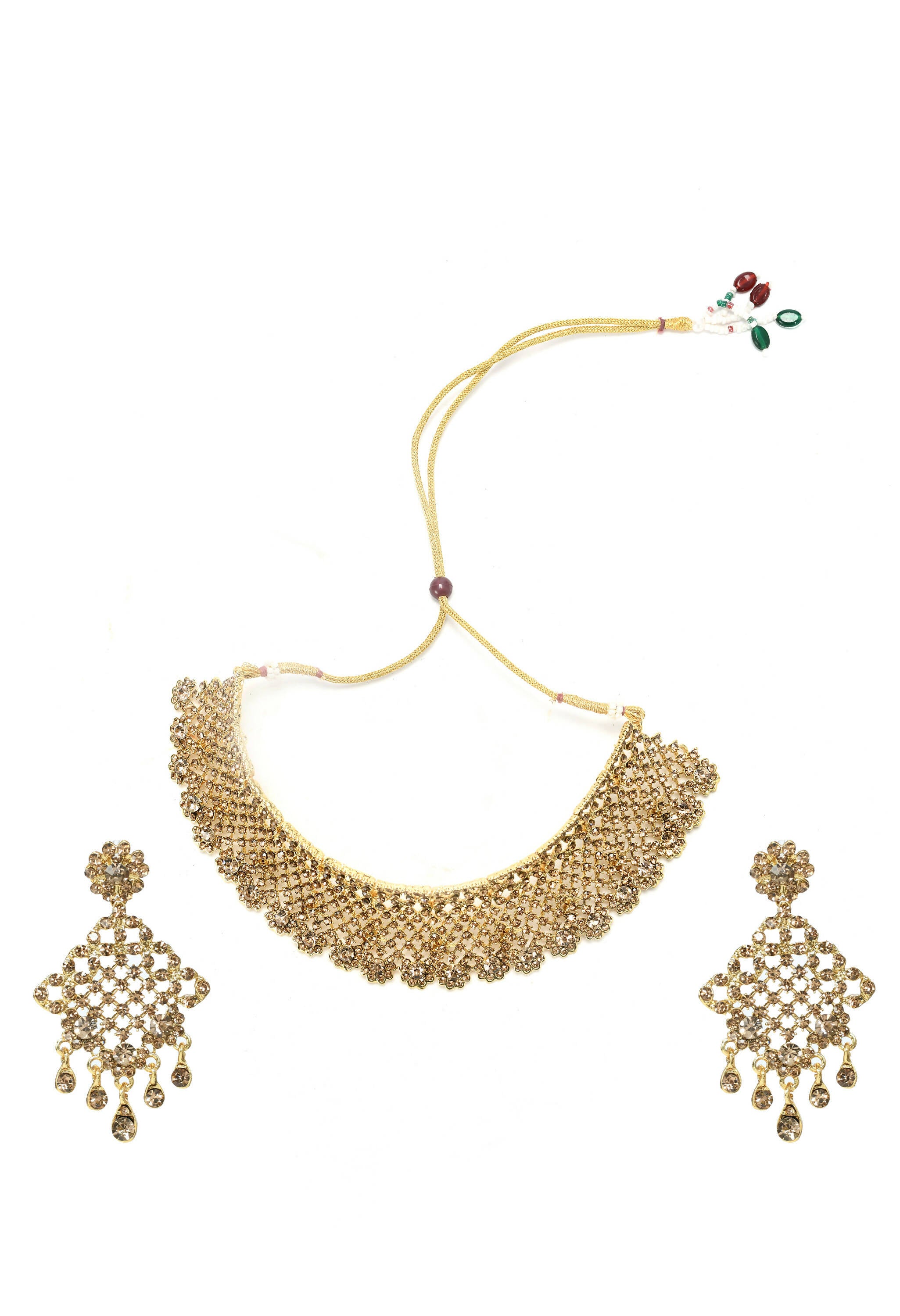 Mominos Fashion Johar Kamal Traditional Rajwadi Design Heavy Golden Color Choker Set - Distacart