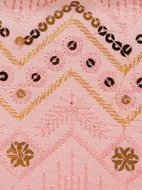 Thumbnail for Anekaant Pink & Gold-Toned Embroidered Clutch - Distacart
