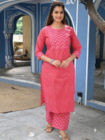 Thumbnail for Kalini Kalini Women Pink Bandhani Printed Kurta with Palazzos - Distacart