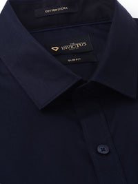 Thumbnail for INVICTUS Men Navy Blue Slim Fit Solid Stretch Formal Shirt - Distacart