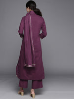 Thumbnail for Biba Women Purple & Golden Printed Pure Cotton Kurta with Palazzos & Dupatta - Distacart