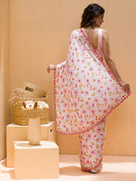 Thumbnail for Koskii Floral Printed Mirror Work Saree - Distacart