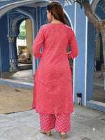 Thumbnail for Kalini Kalini Women Pink Bandhani Printed Kurta with Palazzos - Distacart