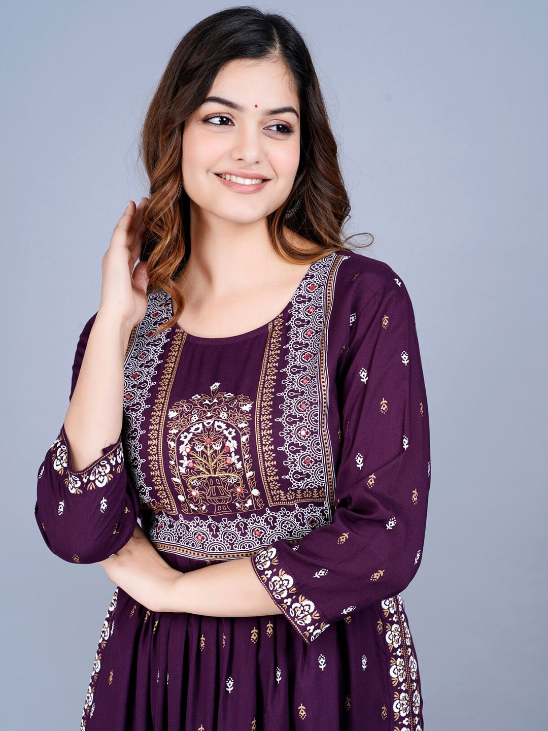 Kalini Women Ethnic Motifs Printed Mirror Work Summer Sheers Anarkali Kurta - Distacart