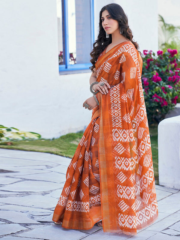 Kalini Batik Printed Zari Saree - Distacart