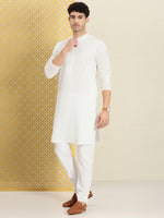 Thumbnail for House of Pataudi Men Chikankari Embroidered Pure cotton Jashn Kurta with Churidar - Distacart