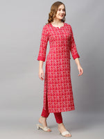 Thumbnail for Kalini Women Pink Ethnic Motifs Printed Kurta with Trousers - Distacart