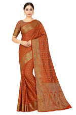 Thumbnail for Mimosa Women's Rust Orange Patola Art Silk Saree - Distacart