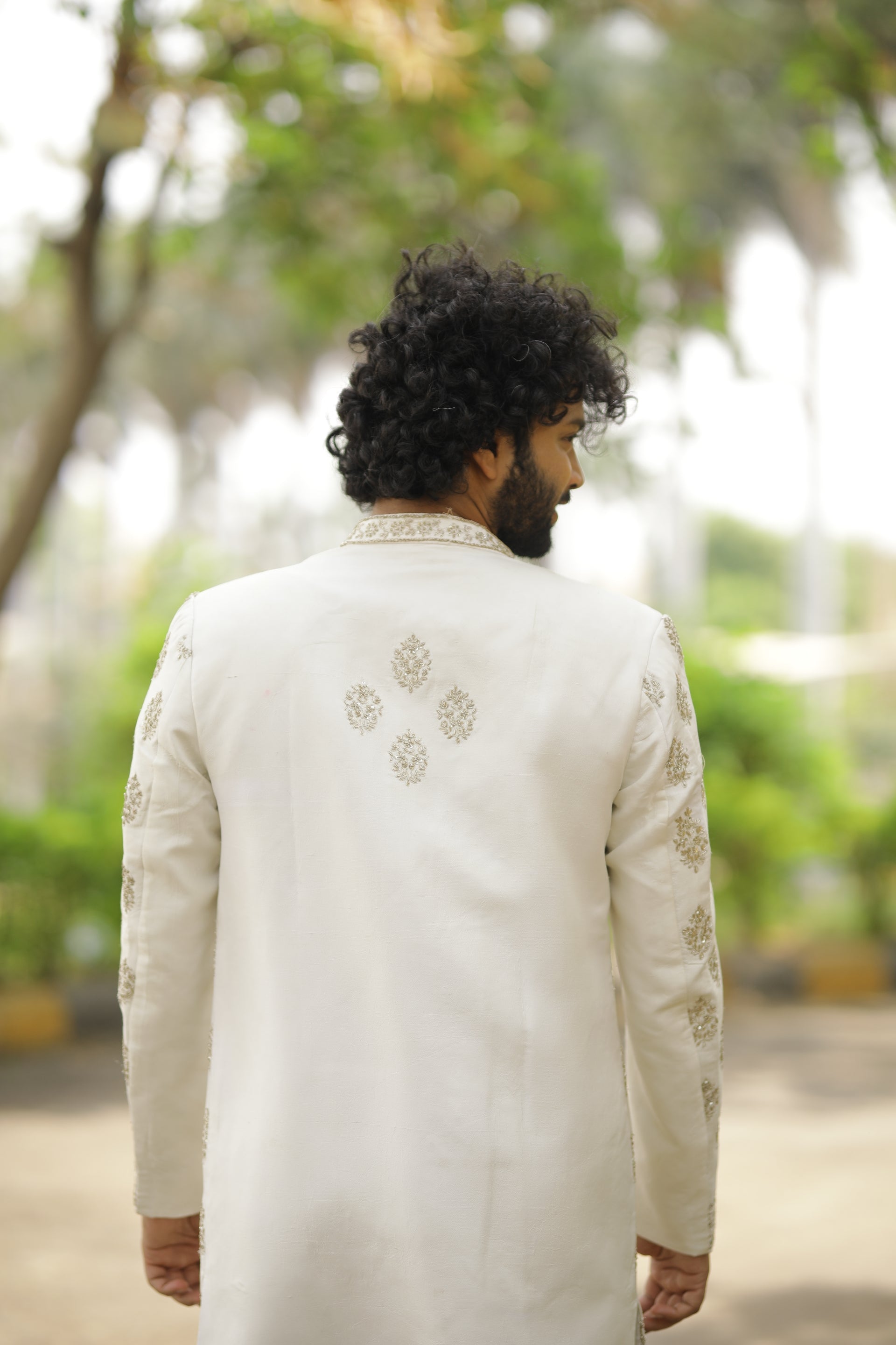 Iysian-Silver Designer Sherwani by Hilo Designs - Distacart