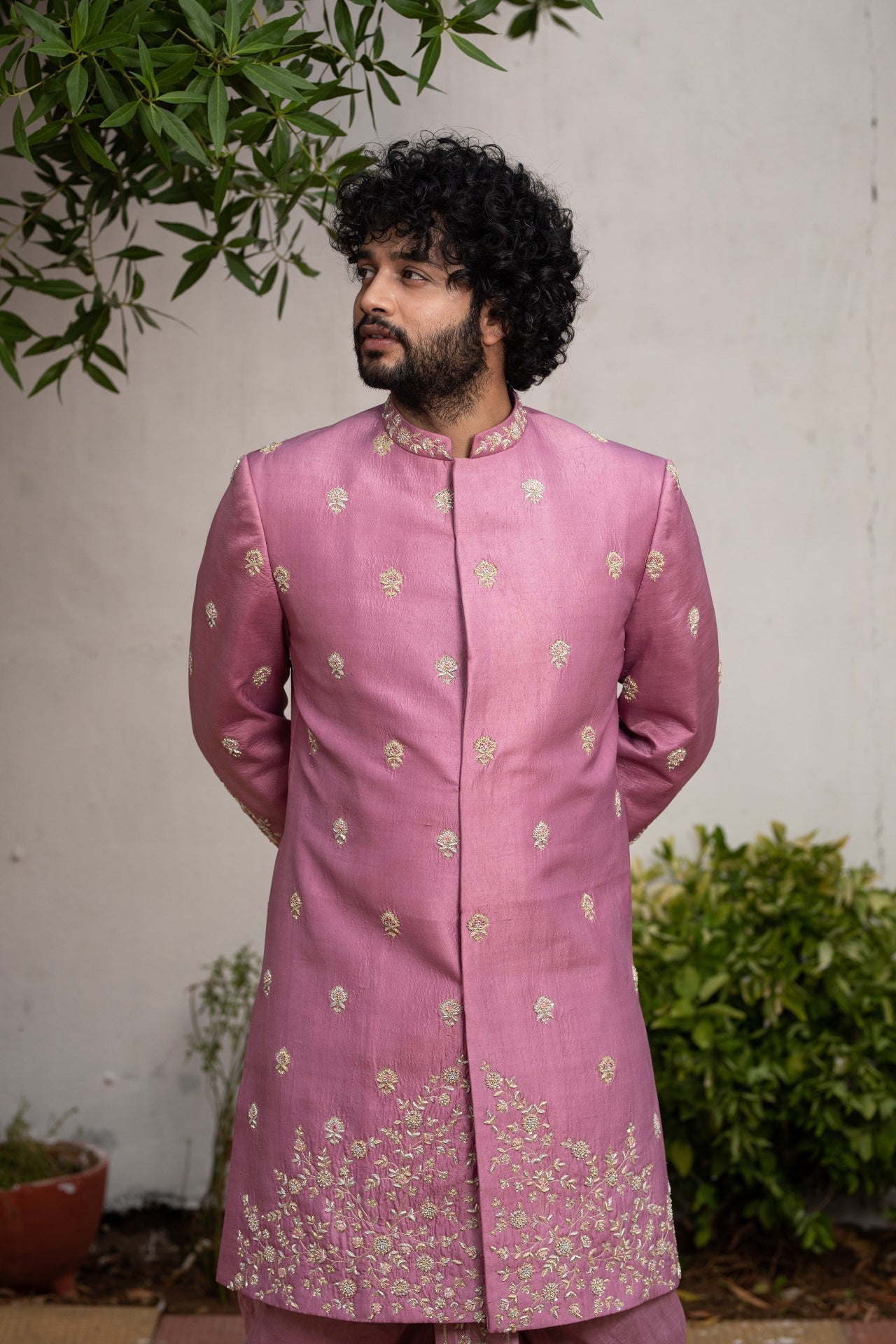 Purple Designer Sherwani by Hilo Designs - Distacart