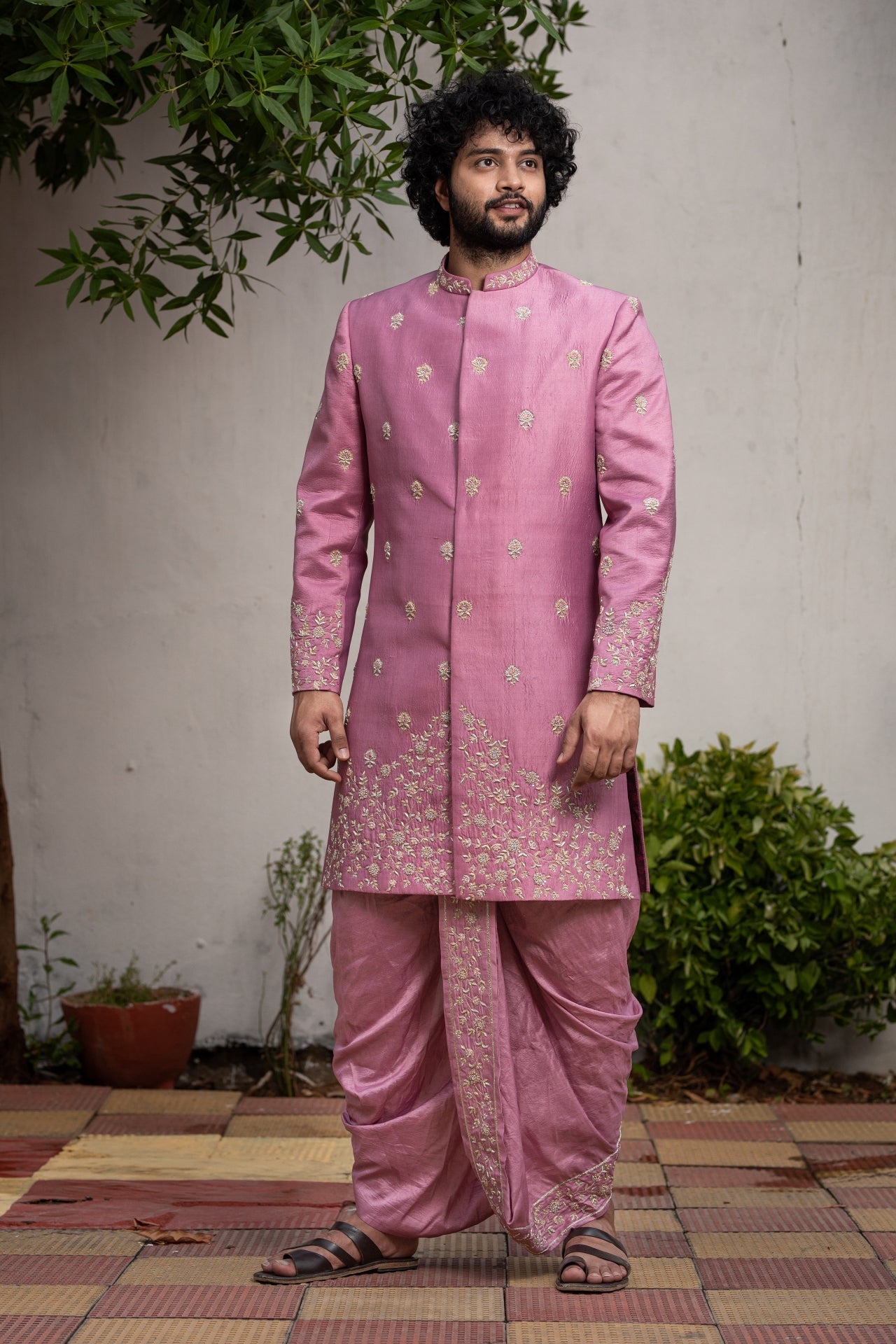 Purple Designer Sherwani by Hilo Designs - Distacart