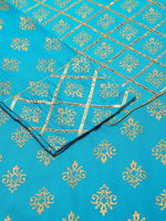 Thumbnail for Kalini Women Turquoise Blue Ethnic Motifs Printed Gotta Patti Kurta with Skirt - Distacart