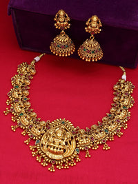 Thumbnail for Aadita Women Gold-Toned & Plated Temple Choker Jewellery Set - Distacart
