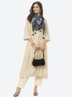 Thumbnail for Biba Women Off White Ethnic Motifs Printed Pastels Anarkali Kurta with Scarf - Distacart
