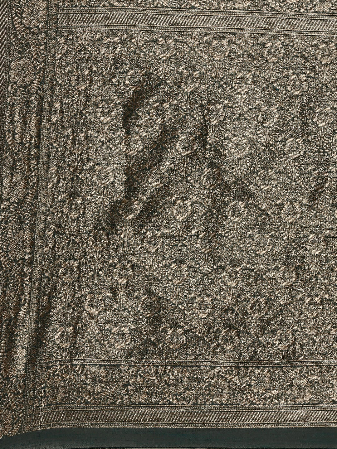 Saree Mall Green Floral Linen Blend Banarasi Saree - Distacart