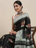 Thumbnail for Kalini Black Warli Art Silk Khadi Saree - Distacart