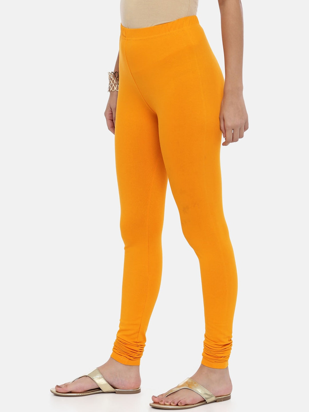 Souchii Mustard Yellow Solid Slim-Fit Churidar-Length Leggings - Distacart