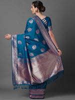 Thumbnail for Mitera Ethnic Motifs Woven Design Zari Silk Blend Banarasi Saree - Distacart