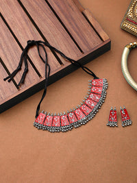 Thumbnail for Cardinal Women Red Chocker Necklace & Earrings Jewellery Set - Distacart