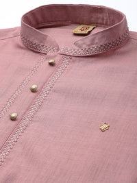Thumbnail for Manyavar Men Pink Solid Kurta with Pyjamas - Distacart