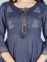 Thumbnail for Kalini Women Grey Ethnic Motifs Embroidered Anarkali Kurta - Distacart