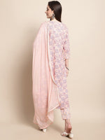 Thumbnail for Sangria Printed & Embroidered Pure Cotton A-Line Kurta With Trouser & Dupatta - Distacart
