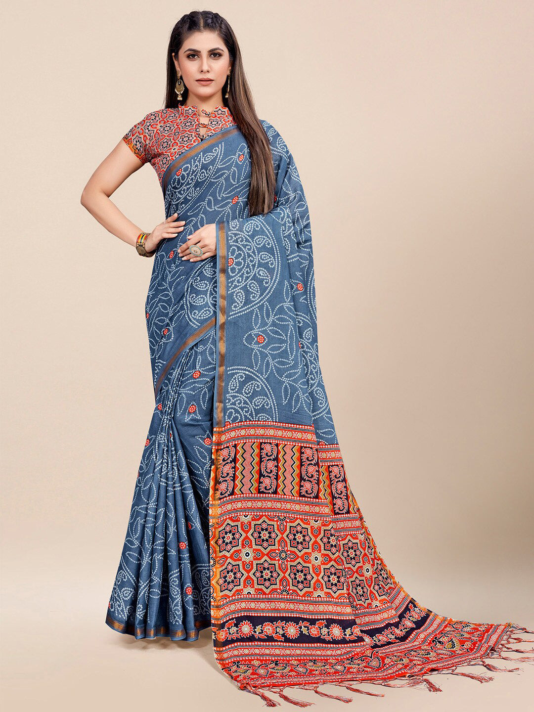 Kalini Bandhani Printed Pure Cotton Bandhani Saree - Distacart