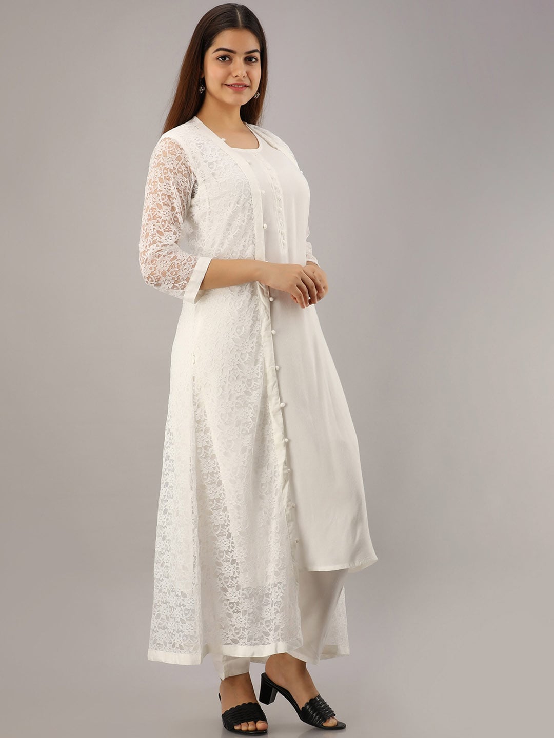 Kalini Straight Kurta With Trousers & Jacket - Distacart