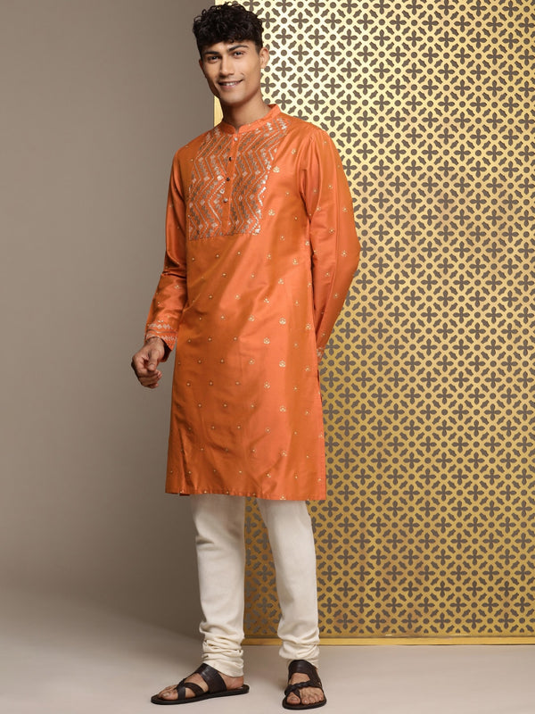 House of Pataudi Jashn Ethnic Motifs Yoke Design Sequinned Kurta - Distacart