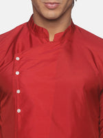 Thumbnail for Sethukrishna Men Maroon Angrakha Kurta with Pyjamas - Distacart