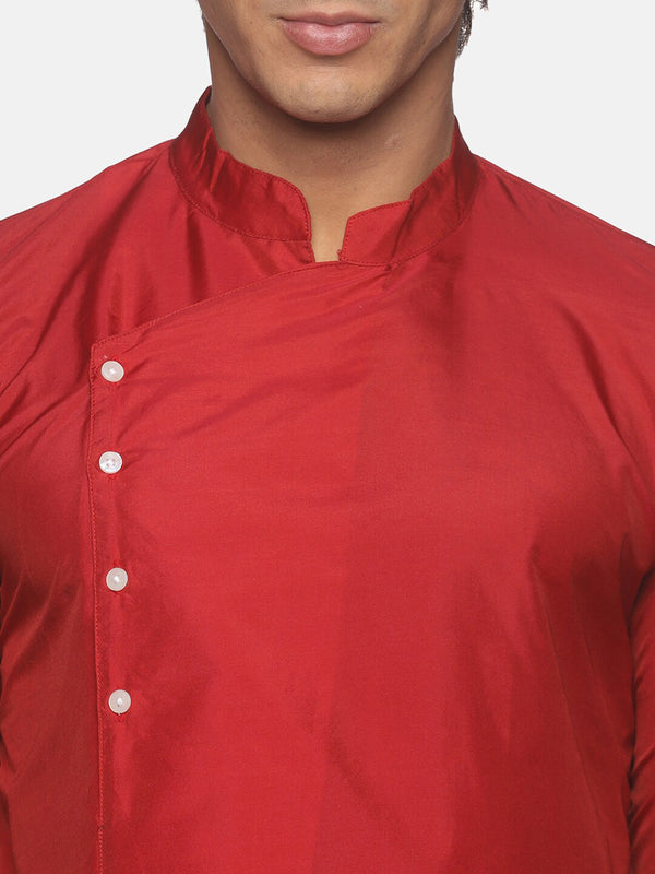 Sethukrishna Men Maroon Angrakha Kurta with Pyjamas - Distacart