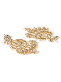 Thumbnail for Zaveri Pearls Gold-Toned Kundan & Pearls Studded Rani Haar Jewellery Set - Distacart