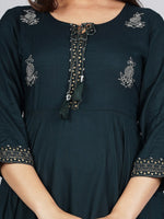 Thumbnail for Kalini Women Green Embroidered Flared Anarkali Kurta - Distacart