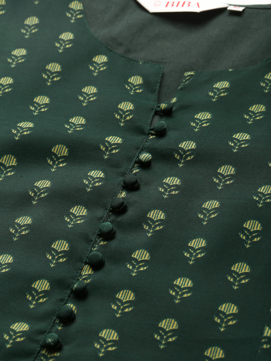 Biba Women Green Printed Kurta with Trousers - Distacart