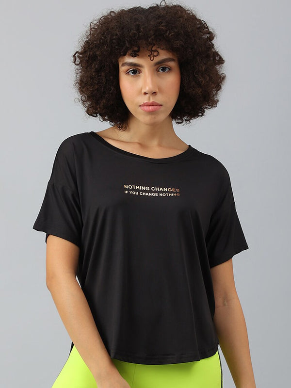 MKH Women Typography Printed Dri-FIT Sports T-shirt - Distacart