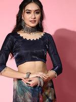 Thumbnail for Tikhi Imli Navy Blue Saree with Zari border - Distacart