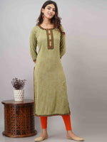 Thumbnail for Kalini Women Green Geometric Yoke Design Mirror Work Kurta - Distacart