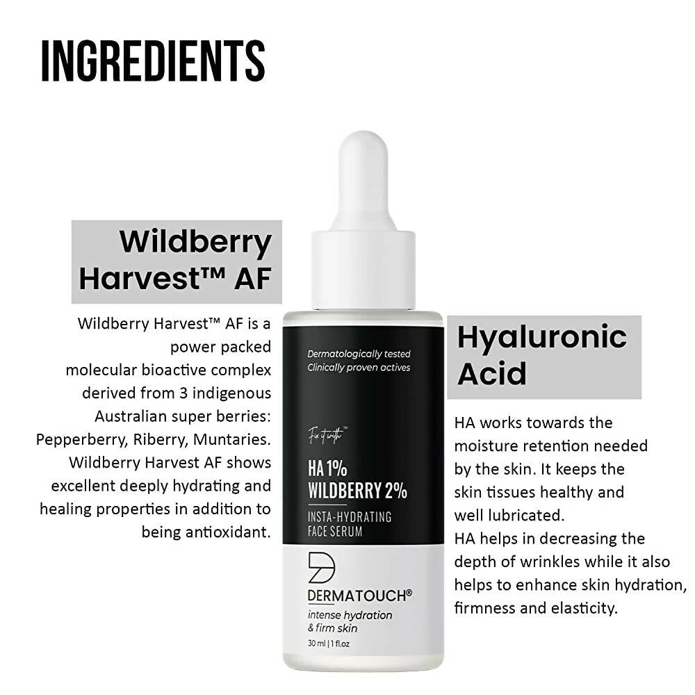 Dermatouch 1% Hyaluronic Acid & 2% Wildberry Insta-Hydrating Face Serum - Distacart