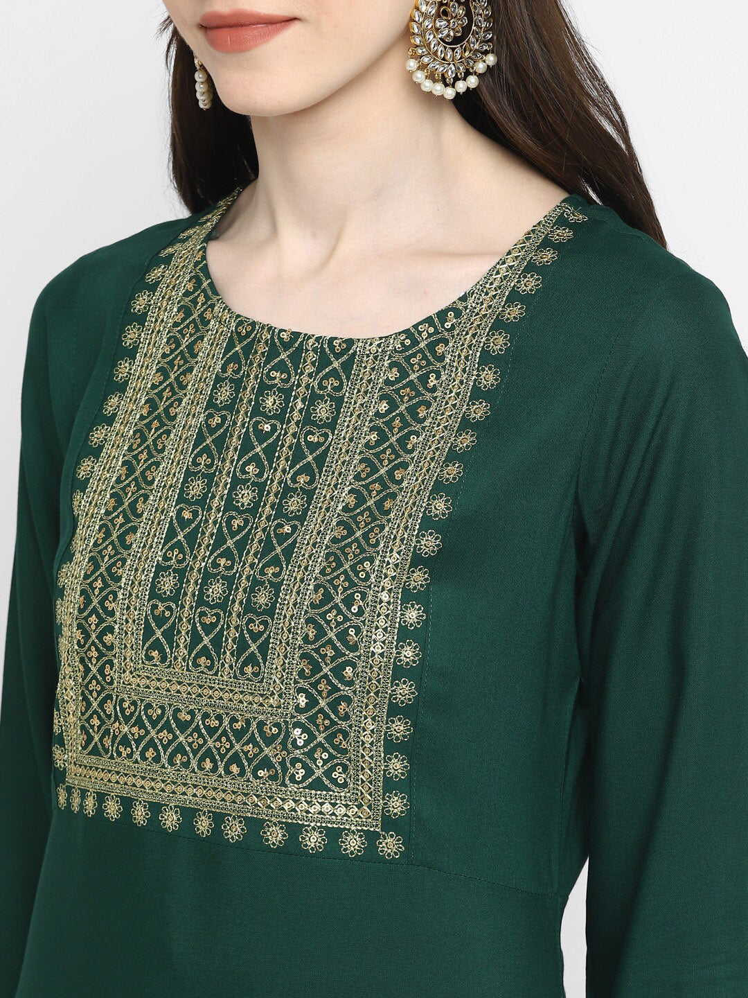 Kalini Women Green Ethnic Motifs Embroidered Kurta - Distacart