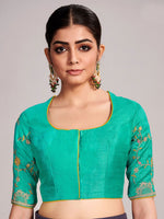 Thumbnail for Mitera Yellow & Blue Woven Design Beads and Stones Saree - Distacart