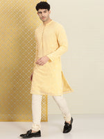 Thumbnail for House of Pataudi Men Embroidered Sequined Floral Jashn Kurta - Distacart